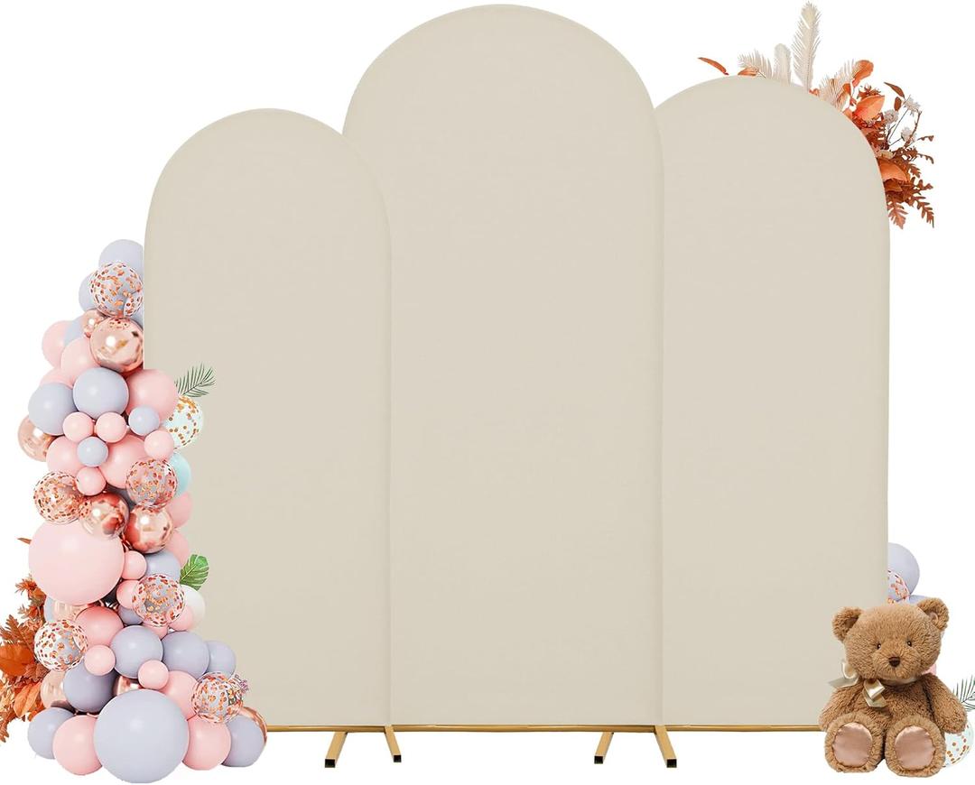 Arch Covers,Arch Backdrop Stand Fitted Cover for Wedding Birthday Party Ceremony Banquet Decoration(7.2FT&6.6FT&6FT, Off-White,Cover Only)