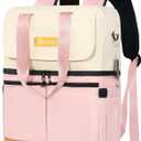 Backpack Cooler with Double Decker & 12 Ice Packs- Keeps 36 Cans Cold for Up to 24 Hours- Waterproof & Leak Proof Insulated Cooler Backpack- Stylish Cooler Bookbag for Women Travel Work Beach (Pink)