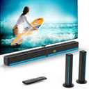 GEOYEAO 2.2 CH Detachable Sound Bar with Built-in Dual Subwoofer, 180W RGB Bluetooth Soundbar for TV, Support HDMI ARC/Optical/AUX, Surround Speaker System for Gaming/Home Theater/PC