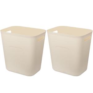 UUJOLY Plastic Small Trash Can Wastebasket, Garbage Container Basket for Bathrooms, Laundry Room, Kitchens, Offices, Kids Rooms, Dorms, 3.5 Gallon, Beige, 2 Pack (3.5 Gallon/2 Pack, Beige)