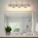 PRESDE Bathroom Light Fixtures Over Mirror Brushed Nickel 4 Light Bathroom Vanity Fixtures with Bubble Glass Globes