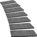 PURE ERA Bullnose Carpet Stair Treads Set Tape Free Non-Slip Indoor Stair Protectors Pet Friendly Rugs Covers Soft Skid Resistant Washable Reusable 9.5" x 30"(2 Pieces,Dark Gray), 2 Pieces with Bullnose
