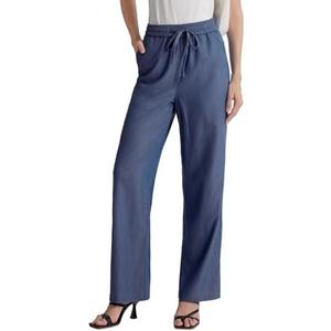 SheDenim Womens Wide Leg High Rise Jeans Elastic Waist with Drawstring 29/31" Dark Blue