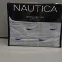 Nautica - Queen Bed Sheets, Cotton Percale Bedding with Matching Pillowcases, Fully Elasticized, Oeko-Tex Certified (Whale Stripe Blue)