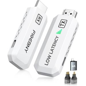Wireless HDMI Transmitter and Receiver 4K Decode 1080P Output Ultra Low Latency,Plug&Play 2.4G/5G Portable Extender, 165FT HD Display Adapter for TV Box/PC/Laptop/Projector/DV/Camera White
