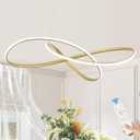 D31.5in Modern LED Chandelier Gold Ring Chandelier High Ceiling Contemporary with Dimmable Remote Control, LED Pendant Light Fixtures for Foyer Dining Room Kitchen Island, 3000-6500K