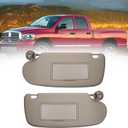 Dasbecan Pair Sun Visor W/Mirror Compatible with Dodge Ram 1500 2500 3500 2002 2003 2004 2005 2006 2007 2008 2009 Replaces# 1902167 (Not extendable)