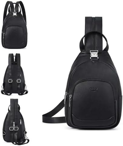 CLUCI Leather Sling Backpack for Women - Small Convertible Crossbody Bag for Travel