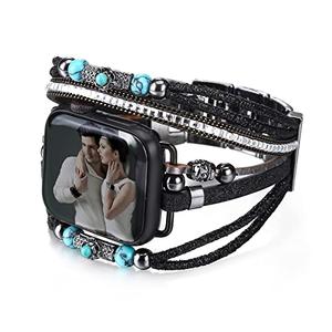 CHARMINGO Leather Bands Compatible with Wrap Apple Watch Band Bracelet for Women Men 42mm/44mm/45mm Multilayer Boho Jewelry Apple Watch Strap for iwatch Band Series SE 7 6 5 4 3 2 1