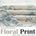 jinchan Tie Up Valance Curtain Floral Linen for Windows Farmhouse Valance 45 Inch Peonies Botanical Short Window Treatment Adjustable Length for Kitchen Living Room Light Filtering 1 Panel Blue