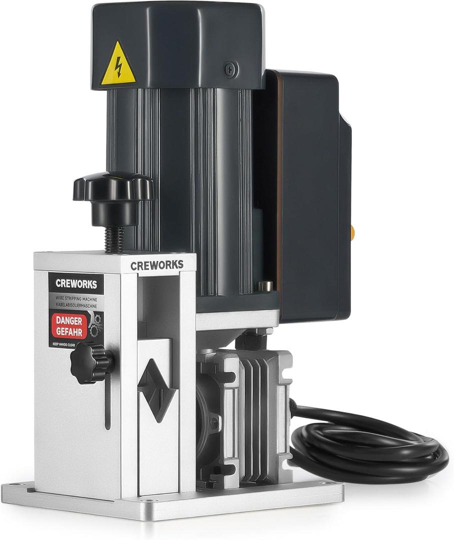 CREWORKS Electric Wire Stripper Machine, 0.06"-0.9" Automatic Wire Stripping Machine with Adjustable Feed Hole, Electric Wire Stripper for 1.5-23mm Scrap Wire, Copper Wire Stripper for Cable Recycling