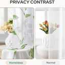 HOMEIDEAS Non-See-Through Sage Green and White Privacy Sheer Curtains 52 X 63 Inch Length 2 Panels, Leaf Floral Printed Light Filtering Semi Sheer Window Curtains Drapes for Bedroom Living Room