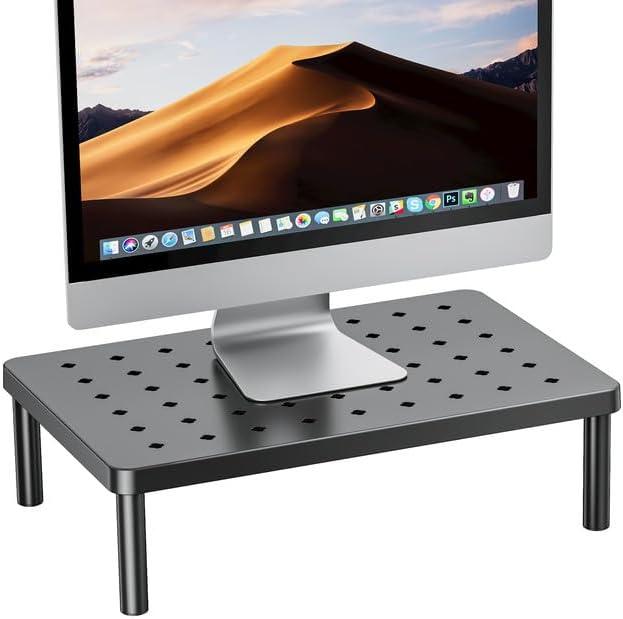 WiseBegan Monitor Stand for Desk - Ergonomic Monitor Riser, Laptop Stand with Non-Slip Pads, Sturdy & Stable Computer Stand with Cooling Holes, Desk Organizer for Laptop, Printer, 14.1''×9.4''×3.9''