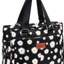 HSHRICH Large Floral Insulated Handbag for Women Work, 12L Leakproof Lunch Cooler Tote with Storage Pocket, Reusable for Picnic Hiking