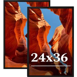 24x36 Picture Frame Set of 2, 24 x 36 Black Picture Frame with HD Plexiglas, 24 by 36 Poster Frame, Display Frame for Vertical or Horizontal, Presenting Spatial Aesthetics-Form & Light Series