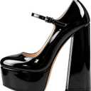 Mary Jane Platform Chunky High Heels Ankle Strap Close Toe Pumps, Size 10
