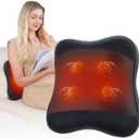 KINGJOY 2-in-1 Cordless Shiatsu Back Massager with Heat, Upgraded 4D Liftable Massage Nodes & Dual-Side Heating, Deep Tissue Kneading for Back Pain Relief, Gift for Women Men, Home Office Use
