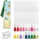 Fuyoooo 101 Pcs DIY Bookmark Making Kit Bookmark Laminating Pouches 5 Mil Hot Laminator Sleeves with Rainbow Tassels and Puncher Fit Most Pouch Laminating Machines Easter Gift(2.36 x 7.87 Inch)