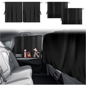 3PCS Upgraded Rear Car Window Shades,2PCS Window Shade for Car & 1PC Cars Privacy Curtain with Storage Pockets,Essential Windows Cars Shades for Sun Shading & Privacy Protection