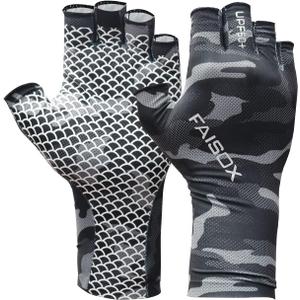 2 x Fly Fishing Gloves Men Sun Sleeves Fingerless UPF Camo Quick-Drying UV Sun Protection for Kayak Rowing Adults Women (Medium)