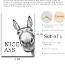 UPWOIGH Funny Bathroom Wall Art Decor, Black and White Donkey Wall Art, Waterproof Wood Framed Canvas Wall Art Animals Abstract Prints, 12x16in High-end Pictures for Dormitory Kids Room 1 Pack