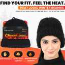 Heat Logic Women Winter Beanie Hat, Warm Stretchy Skull Cap, Soft Cozy Cap, Knit Beanie in Multiple Colors (Black+boucle)