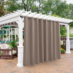 BONZER Outdoor Curtains for Patio Waterproof Thermal Insulated | Weighted Blackout Blinds Privacy Indoor/Outside Drapes for Porch/Pergola/Cabana/Backyard, 1 Panel, 150W x 84L inch, Khaki