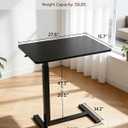 Overbed Bedside Table with Hidden Casters, Adjustable Pneumatic Mobile Laptop Computer Standing Desk, Rolling Laptop Table, Movable Overbed Table Hospital Home Use, Black