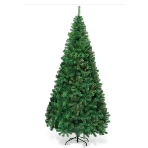 8 ft. Green Unlit Full PVC Hinged Artificial Christmas Tree with Solid Metal Stand