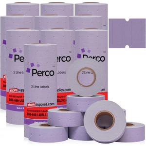 Perco 2 Line Lavender Labels - 80 Rolls, 10 Sleeves, 80,000 Blank Price and Date Gun Labels for Perco 2 Line Price and Date Guns - Made in USA