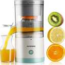 Electric Juicer Rechargeable - Citrus Machines with USB and Cleaning Brush Portable for Orange, Lemon, Grapefruit White + Green 9.4 * 4.4 * 5.4 inches