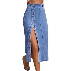 Nihsatin Women's Button Front Split Denim Midi Skirt High Waist Slim Fit Pencil Skirt, Size L Nihsatin Women's Button Front Split Denim Midi Skirt High Waist Slim Fit Pencil Skirt, Size L