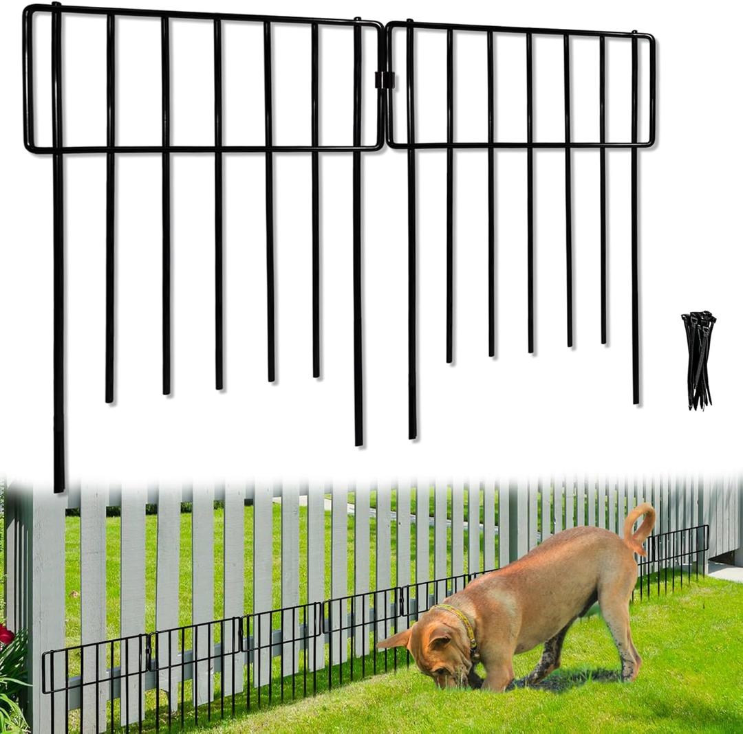 Thrivinest 10 Pack Animal Barrier, No Dig Decorative Fence, 17in(H) x10ft(L) Rustproof Metal Small Garden Fence Border for Dogs Rabbits, Bottom Blocker for Outdoor Yard Patio