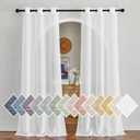 NICETOWN Linen White Doorway Curtains 80 inch Length, Grommet Semi Sheer Flax Linen Blend Balance Privacy with Light Filtering Window Treatments for Nursery/Kids Room, W36 x L80, 2 Panels