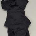 OQQ Women's One Piece Swimsuits Tummy Control High Waisted Cross Bathing Suit Wrap Tie Back 1 Piece Swimwear Black.L