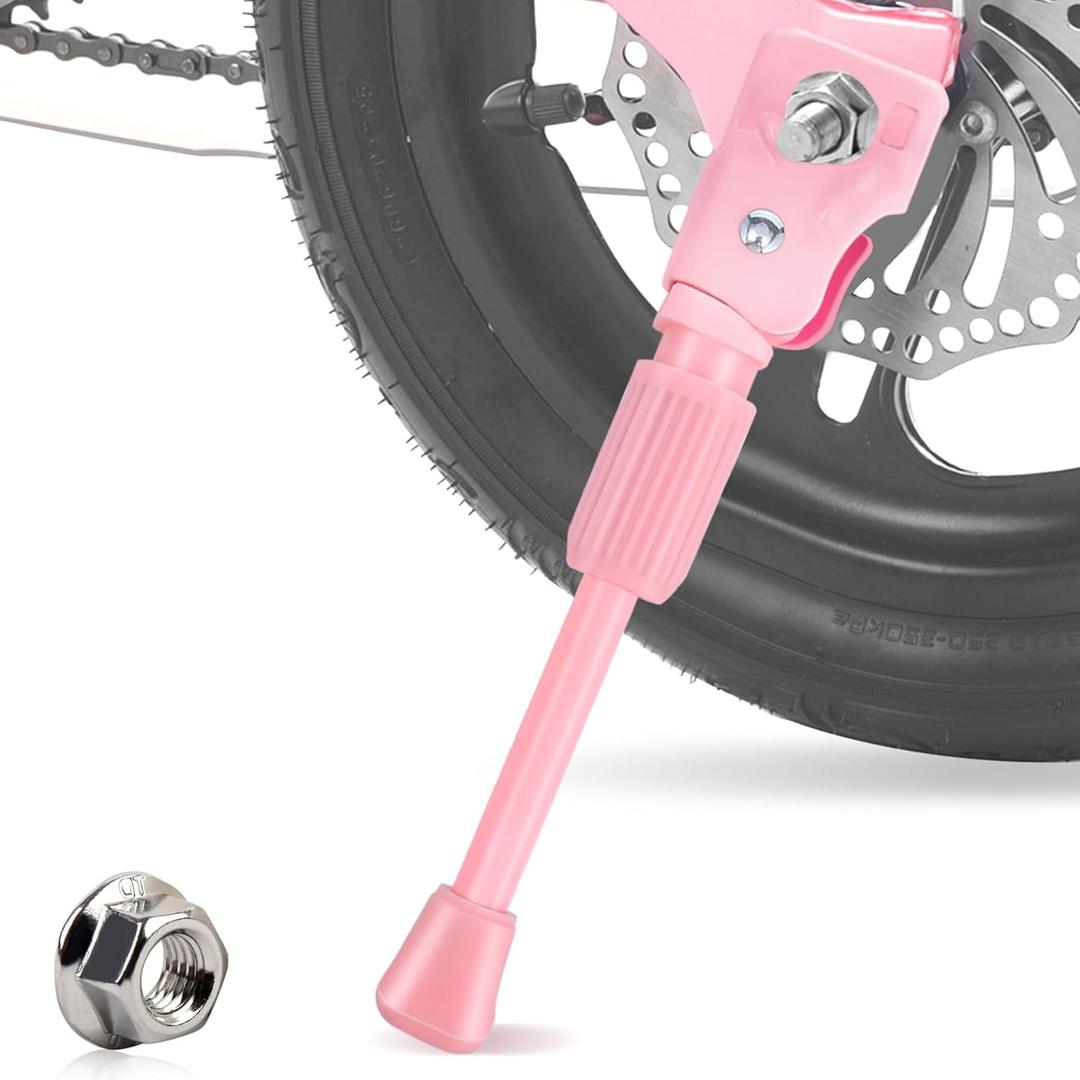 LEICHTEN Kickstand for Kids Bike, Kids Bike Kickstand for 12/14/16/18/20 Inch Wheel Children's Bicycle Single-Side Kick Stand Rear Mount Bikes Support Racks for Girls and Boys Bike, Non-adjustable (Pink)
