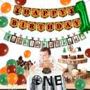 Hunting Birthday Decorations for Boys - Hunting Theme Party Happy Birthday Banner Hunting Theme Glitter Photo Banner One High Chair Banner Cake Topper for Hunting 1st Birthday Decorations for Boys