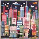 Kate Spade New York 500 Piece Puzzle for Adults, 22" x 22" Square, With Storage Box, City That Never Sleeps