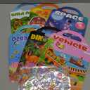 6Set Puffy Sticker Books for Kids, 3D Reusable Stickers Books for Toddlers 3-5,Farm+Animal+Dinosaurs+Ocean World+Space+Vehicle