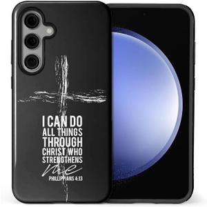 Compatible with Samsung Galaxy S25 Plus Case,Glossy 2-in-1 Sleek All-Inclusive Dual-Layer Material Soft TPU + PC Back for Religious Bible Christian Cross