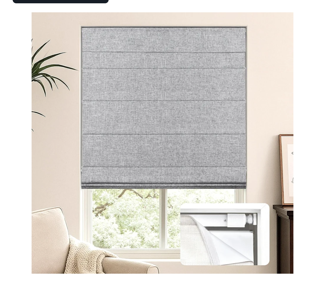 LazBlinds No Tools No Drill Cordless Roman Shades for Windows, Blackout Thermal Insulated UV Blocking Window Blinds, Lightweight Fabric Blinds for Indoor Windows, 34" W x 60" H, Blackout - Grey LazBlinds No Tools No Drill Cordless Roman Shades for Windows, Blackout Thermal Insulated UV Blocking Window Blinds, Lightweight Fabric Blinds for Indoor Windows, 34" W x 60" H, Blackout - Grey