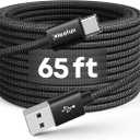 CLEEFUN Extra Long USB C Cable, 65ft / 20M, USB to USB C Power Cable - 65 Foot Type C Charging Cord (No Data) for USB-C Phone, Tablet, PS5, Switch & More, Nylon Braided
