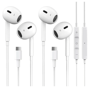 2 Packs USB C Headphones for iPhone 16/15 Pro Max Plus Type C Earbuds Wired Earphones with Mic & Remote Control Noise Cancelling for iPhone 16/15 pro, iPad Pro, Galaxy S23/S22/S21/S20/Ultra Note 10/20