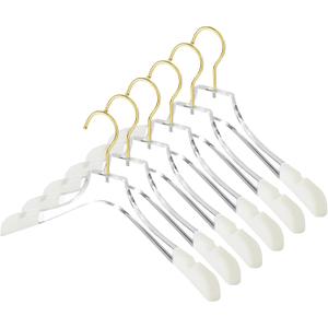 Besser Luxury Acrylic Hangers 15in,6 Pack Gold Acrylic Hangers with Wide Shoulders for Coat Suit,Premium Crystal Non-Slip Hangers with Gold Hook,Acrylic Suit Hangers