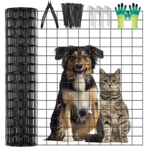 Black Welded Wire Fence 36 Inch x 59 Foot, 2.4" x 2.4" 14GA PVC Coated Wire Fencing for Garden Bed, Vinyl Coated Metal Wire Mesh Roll for Yard Vegetable Plant Protection Chicken Dog Poultry Netting