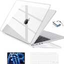 EooCoo Compatible with MacBook Air 13 inch Case M5 2026-2022 M4 M3 M2 Model A3449 A3240 A3113 A2681, Mac Air 13.6 inch Hard Shell & Keyboard Cover & Screen Film & Type-C, Crystal Clear