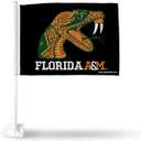Rico Industries NCAA Florida A&M Rattlers Orange Double Sided Double Sided Car Flag- Strong Pole That Hooks onto Car/Truck/Automobile