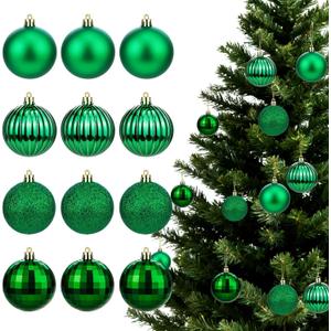 Christmas Balls 2.36 Inch Green Christmas Ornaments Balls Xmas Tree Decoration12PCS Plastic Christmas Ornaments Hanging Ball Decorations Set for Xmas Tree Home Holiday Party Decor
