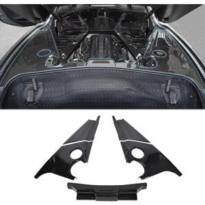 Gloss Black Engine Compartment Surround Overlay,Carbon Fiber Pattern Engine Bay Panel Cover Trim Side Panel Center Strut Cover for Corvette C8 Stingray Z51 2020+ for C8 Z06 /E-Ray 2023+