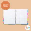 Happy Planner Undated Plans + Notes Monthly Planner Notebook Journal, 12-Month Planner, Colorblock Brights Theme, Big Size, 95 Pages, 4 Dividers, 12 Planner Sticker Sheets, 8 1/2" x 11"